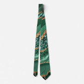 Agate Green Gold Emerald Glitzer Marble Neck Tie Krawatte (Rückseite)