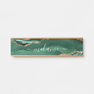 Agate Green Gold Emerald Individuelle Name Door Si Türschild