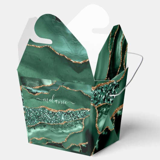 Agate Green Gold Emerald Individuelle Name Fevor B Geschenkschachtel (Geöffnet)