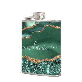 Agate Green Gold Emerald Individuelle Name Flask Flachmann (Links)