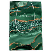 Agate Green Gold Emerald Individuelle Name Geschen Mittlere Geschenktüte (Vorderseite)