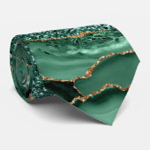 Agate Green Gold Emerald Neck Tie Krawatte (Gerollt)