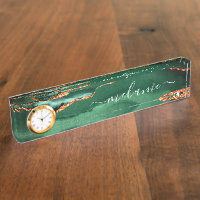 Agate Green Gold Glitzer Emerald Desk Namensplatte