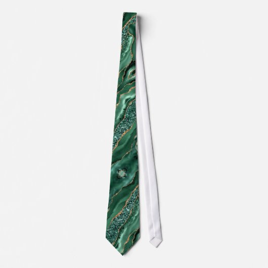 Agate Green Gold Glitzer Emerald Neck Tie Krawatte (Vorderseite)