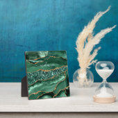 Agate Green Gold Glitzer Geode Individuelle Name P Fotoplatte (InSitu)