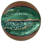 Agate Green Gold Glitzer Geode Marble Individuelle Basketball (Vorderseite)