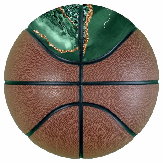 Agate Green Gold Glitzer Geode Marble Individuelle Basketball (Rechts)