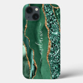 Agate Green Gold Glitzer Geode Marble Individuelle Case-Mate iPhone Hülle (Rückseite)