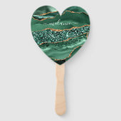 Agate Green Gold Glitzer Geode Marble Individuelle Fächer (Rückseite)