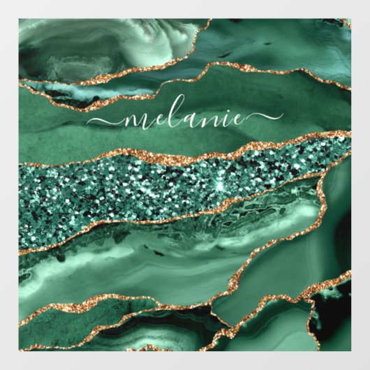 Agate Green Gold Glitzer Geode Marble Individuelle Fensteraufkleber (Blatt)