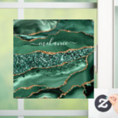 Agate Green Gold Glitzer Geode Marble Individuelle Fensteraufkleber (Zuhause)