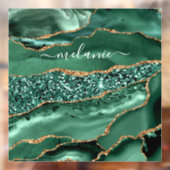 Agate Green Gold Glitzer Geode Marble Individuelle Fensteraufkleber (Blatt 2)