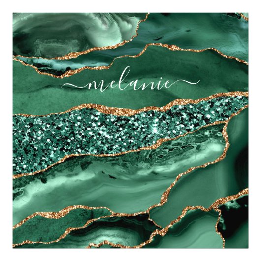 Agate Green Gold Glitzer Geode Marble Individuelle Fotodruck (Vorne)