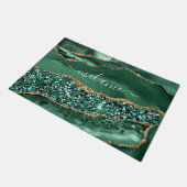 Agate Green Gold Glitzer Geode Marble Individuelle Fußmatte (Schrägansicht)
