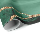 Agate Green Gold Glitzer Geode Marble Individuelle Geschenkpapier (Rolleneckpunkt)