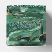 Agate Green Gold Glitzer Geode Marble Individuelle Geschenkschachtel (Oben)