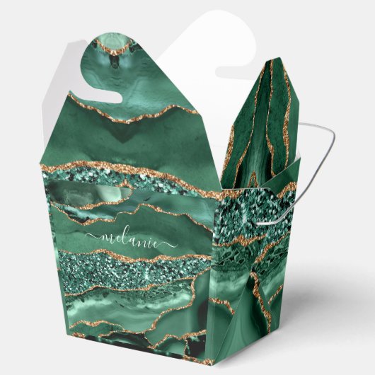 Agate Green Gold Glitzer Geode Marble Individuelle Geschenkschachtel (Geöffnet)