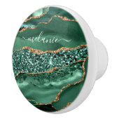 Agate Green Gold Glitzer Geode Marble Individuelle Keramikknauf (Rechts)