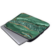 Agate Green Gold Glitzer Geode Marble Individuelle Laptopschutzhülle (Vorne Knopf)