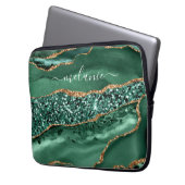 Agate Green Gold Glitzer Geode Marble Individuelle Laptopschutzhülle (Vorderseite Links)