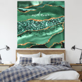 Agate Green Gold Glitzer Geode Marble Individuelle Leinwanddruck (Insitu (Schlafzimmer))