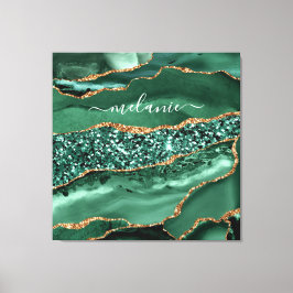 Agate Green Gold Glitzer Geode Marble Individuelle Leinwanddruck