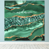 Agate Green Gold Glitzer Geode Marble Individuelle Leinwanddruck (Insitu (Holzboden))