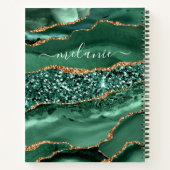 Agate Green Gold Glitzer Geode Marble Individuelle Notizblock (Rückseite)