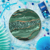 Agate Green Gold Glitzer Geode Marble Individuelle Pappteller (Party)