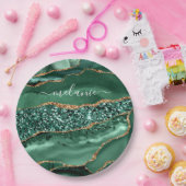 Agate Green Gold Glitzer Geode Marble Individuelle Pappteller (Party)