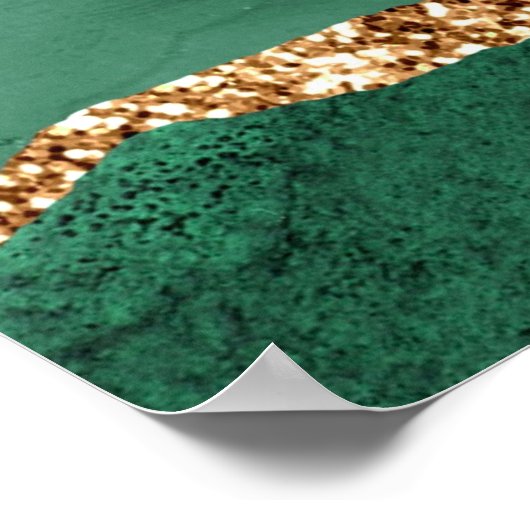 Agate Green Gold Glitzer Geode Marble Individuelle Poster (Ecke)