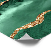 Agate Green Gold Glitzer Geode Marble Individuelle Poster (Ecke)