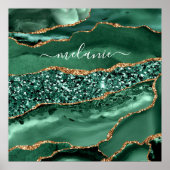 Agate Green Gold Glitzer Geode Marble Individuelle Poster (Vorne)