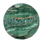Agate Green Gold Glitzer Geode Marble Individuelle Schneidebrett (Vorderseite)