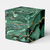 Agate Green Gold Glitzer Geode Marble mit Namen Geschenkschachtel (Rückseite)