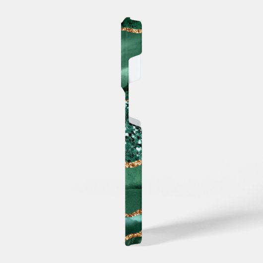 Agate Green Gold Glitzer Ihr Name Marmor iPhone Hülle (Linke Seite)
