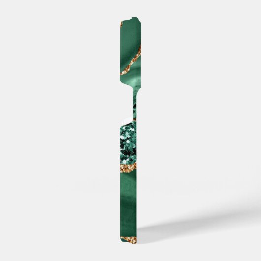 Agate Green Gold Glitzer Ihr Name Marmor iPhone Hülle (Rechte Seite)