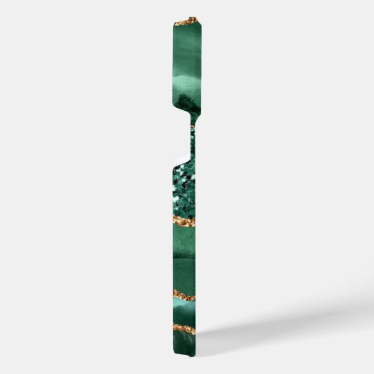 Agate Green Gold Glitzer Individuelle Name Marble iPhone Hülle (Rechte Seite)