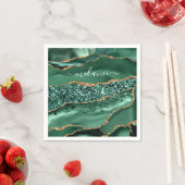 Agate Green Gold Glitzer Individuelle Name Napkins Serviette (Beispiel)