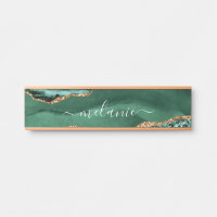 Agate Green Gold Glitzer Marble Add Name Türsignie