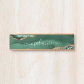 Agate Green Gold Glitzer Marble Add Name Türsignie Türschild (Vorderseite )