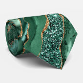 Agate Green Gold Glitzer Marble Elegante Neck Tie Krawatte (Gerollt)