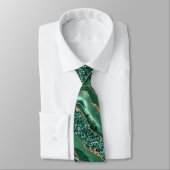 Agate Green Gold Glitzer Marble Emerald Neck Tie Krawatte (Gebunden)