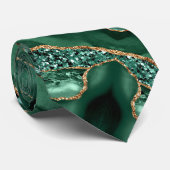 Agate Green Gold Glitzer Marble Emerald Neck Tie Krawatte (Gerollt)