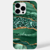Agate Green Gold Glitzer Marble Individuelle Name Case-Mate iPhone Hülle (Rückseite)