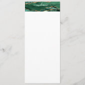Agate Green Gold Glitzer Marble Individuelle Name  Menükarte (Rückseite)