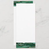 Agate Green Gold Glitzer Marble Individuelle Name  Menükarte (Vorne/Hinten)