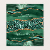 Agate Green Gold Glitzer Marble Modern Design Visitenkarten (Außenseite Aufgefaltet)