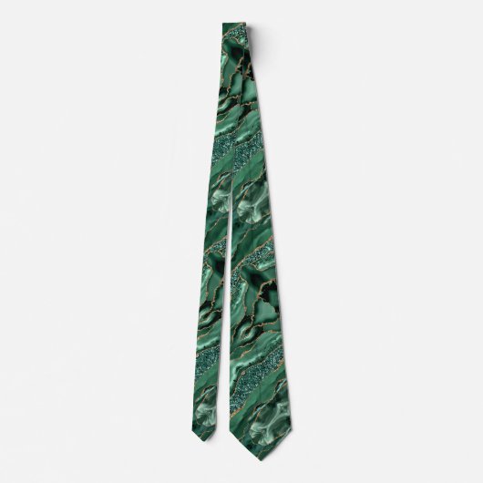 Agate Green Gold Glitzer Marble Neck Tie Geode Krawatte (Rückseite)