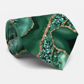 Agate Green Gold Glitzer Marble Sparkle Emerald Krawatte (Gerollt)